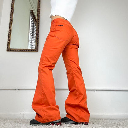 flared orange cargo trousers