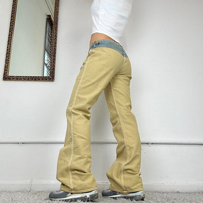 low rise wide leg cargo trousers