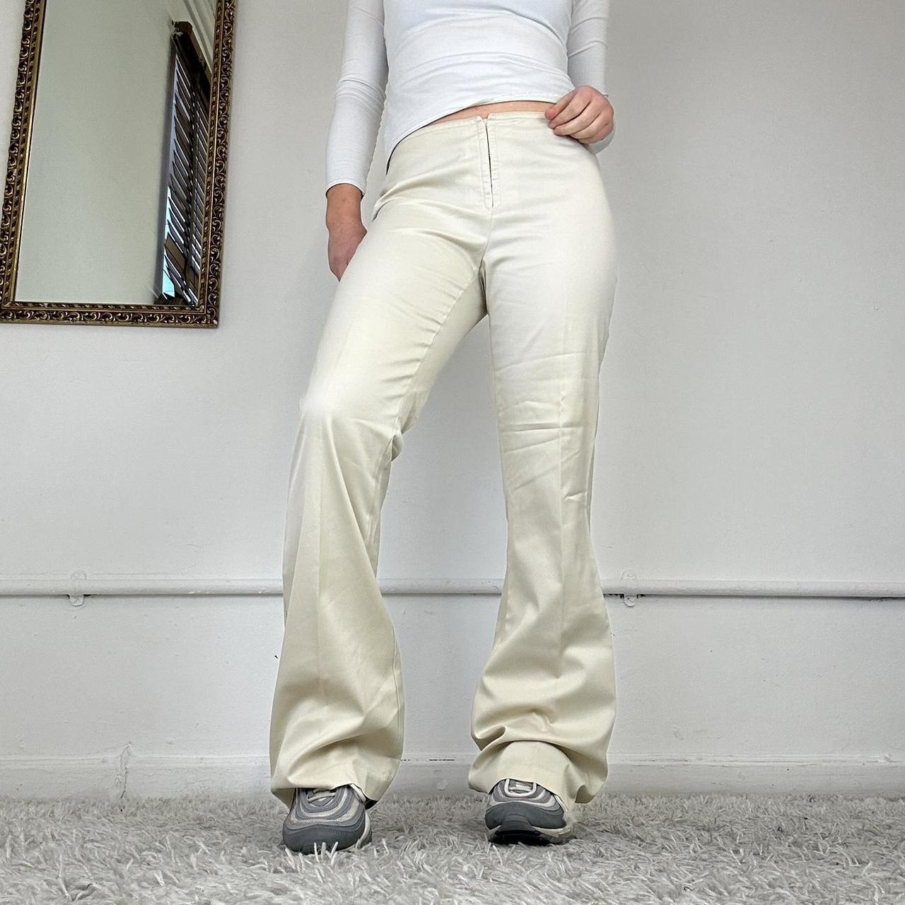 beige smart flared trousers