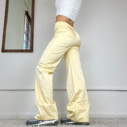 00's yellow satin look trousers