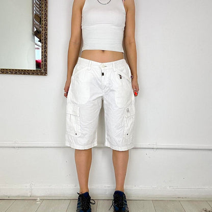 long white cargo shorts by timezone