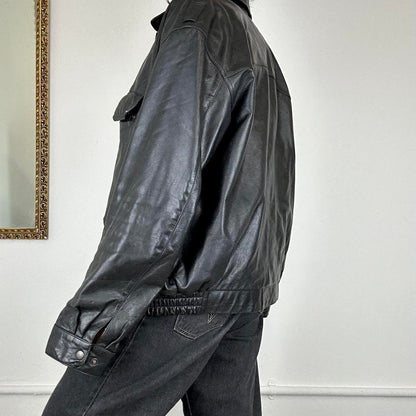 vintage leather bomber jacket