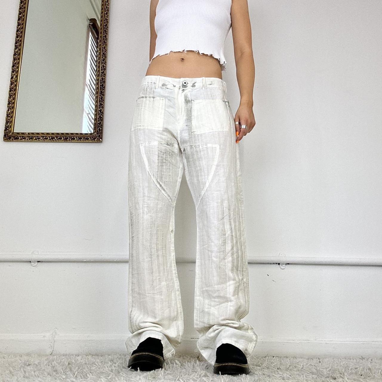 linen two toned cargo trousers