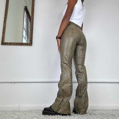 faux leather flared trousers