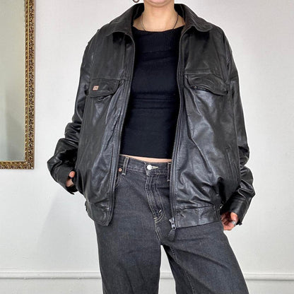 vintage leather bomber jacket