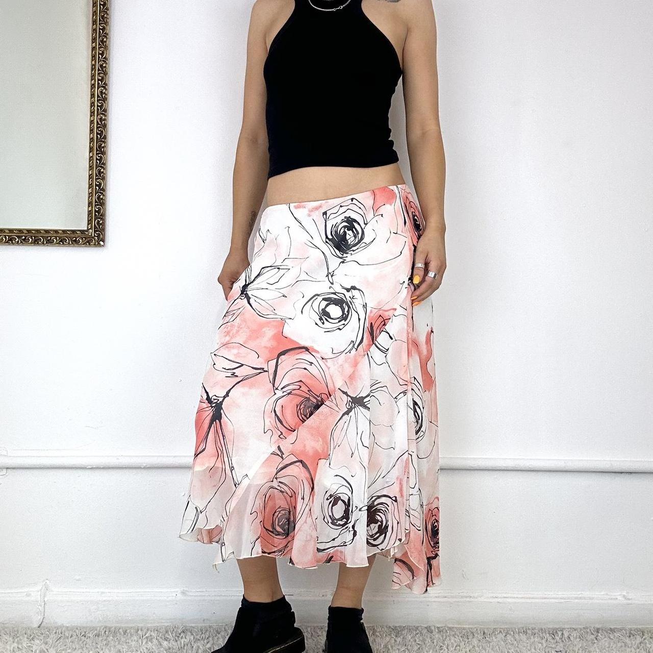 mesh printed maxi skirt