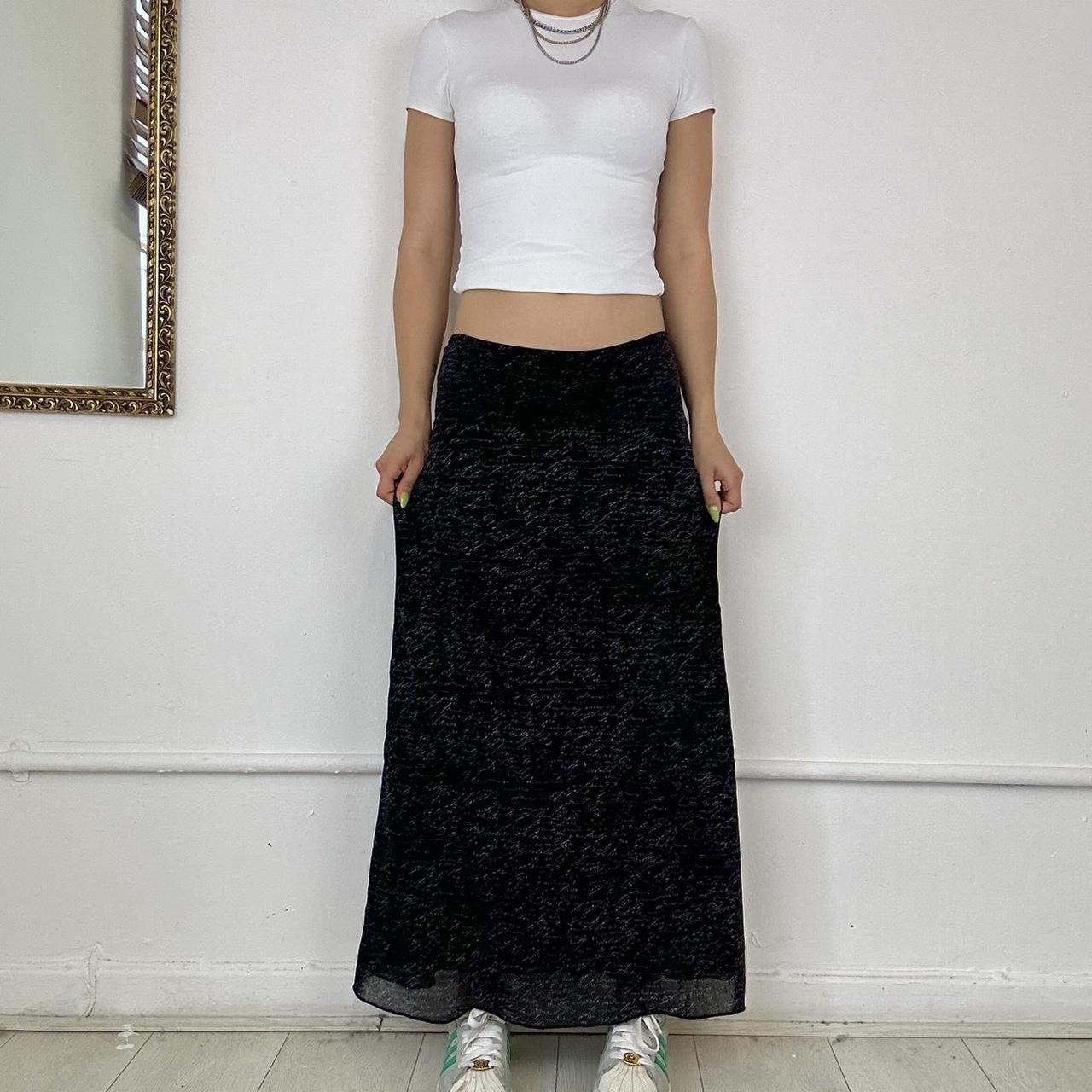 2000s mesh overlay maxi skirt