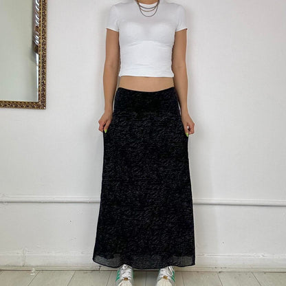 2000s mesh overlay maxi skirt