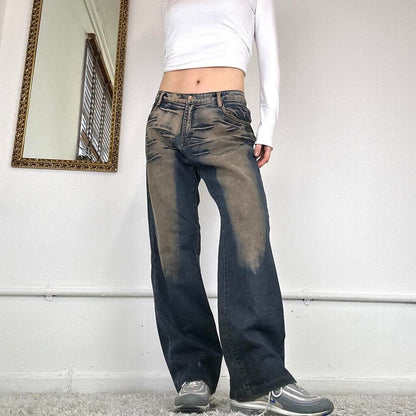 baggy two tone jeans