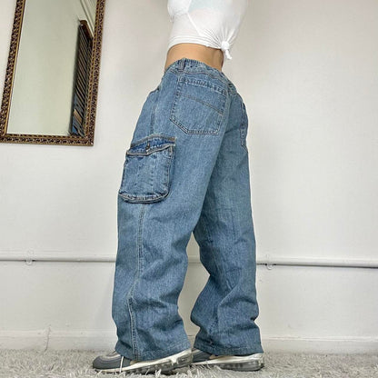 baggy cargo jeans with drawstring waist