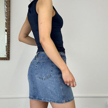 denim lace up mini skirt