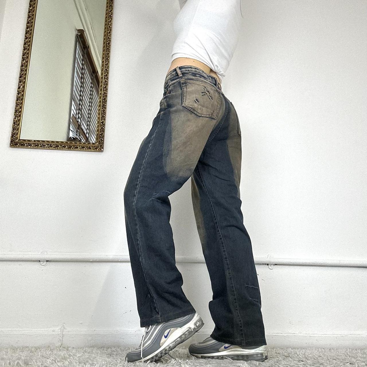 baggy two tone jeans