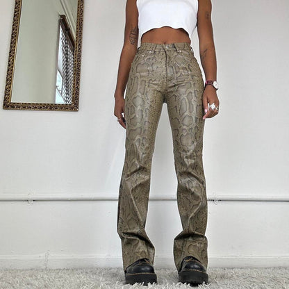 faux leather flared trousers