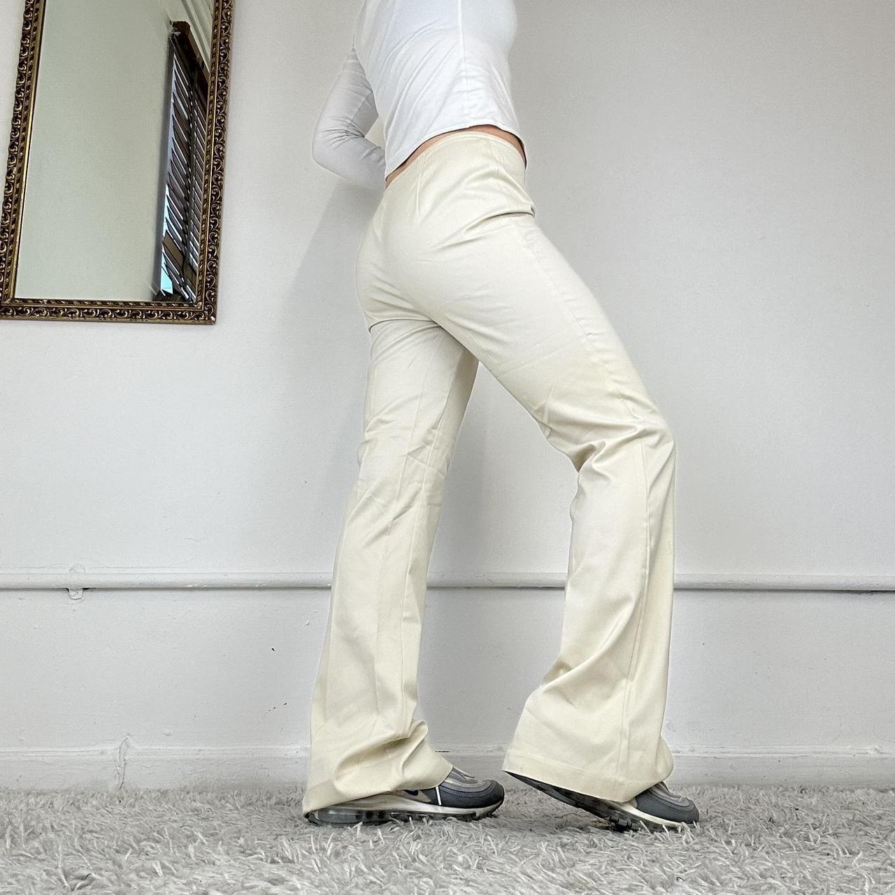 beige smart flared trousers