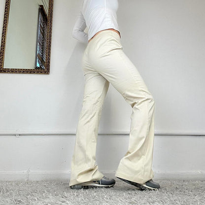 beige smart flared trousers