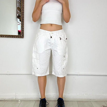 long white cargo shorts by timezone