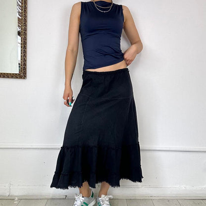 black linen maxi skirt