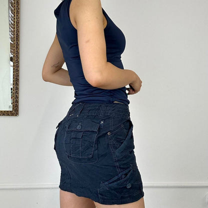 navy cargo mini skirt