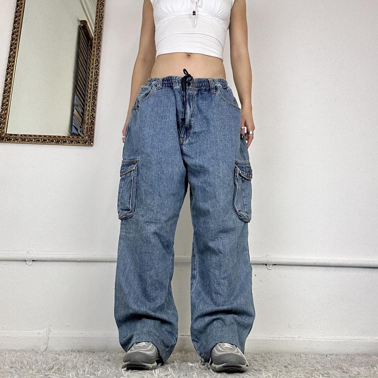 baggy cargo jeans with drawstring waist