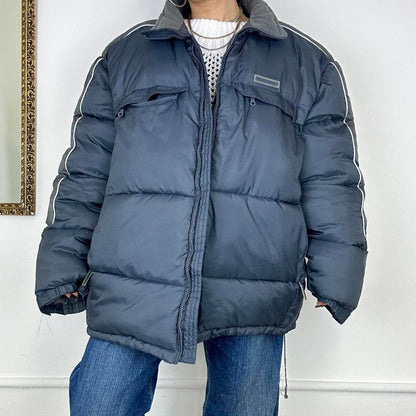 vintage navy puffer jacket