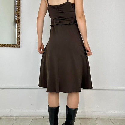 00’s brown yessica flowy summer dress