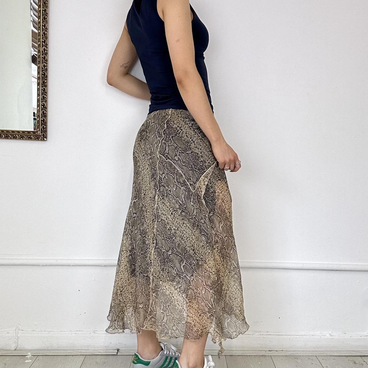 asymmetric mesh midi skirt