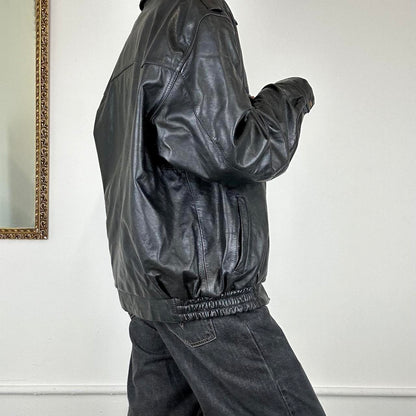 vintage leather bomber jacket