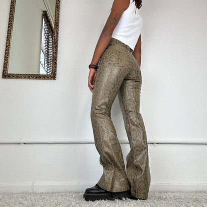 faux leather flared trousers