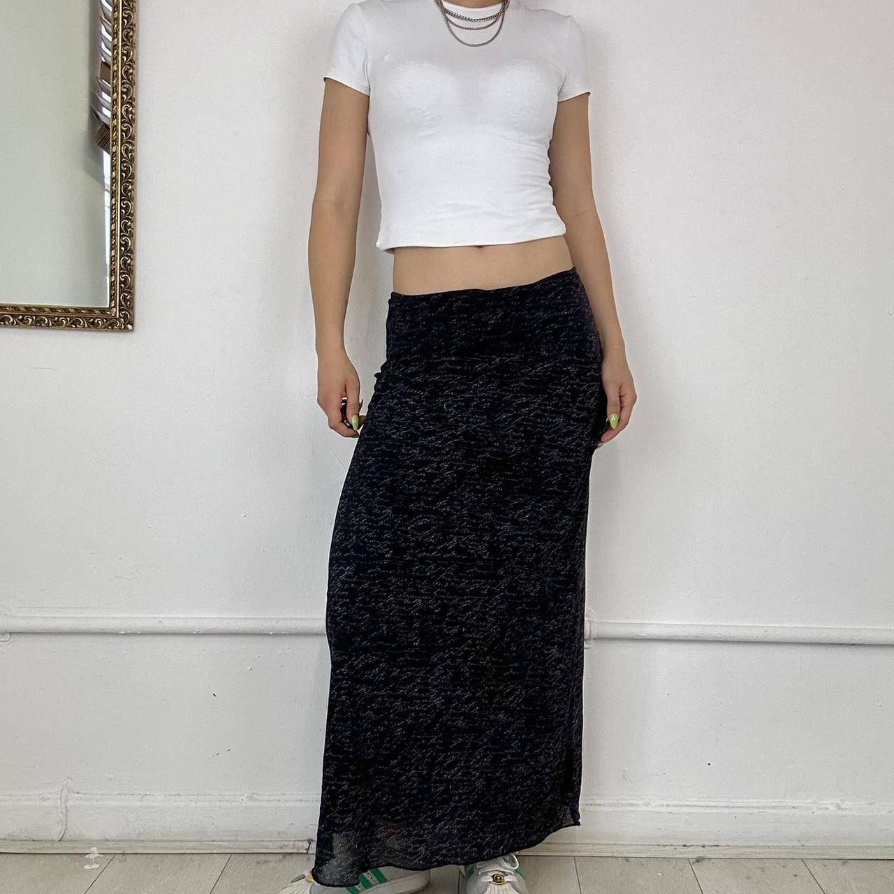 2000s mesh overlay maxi skirt