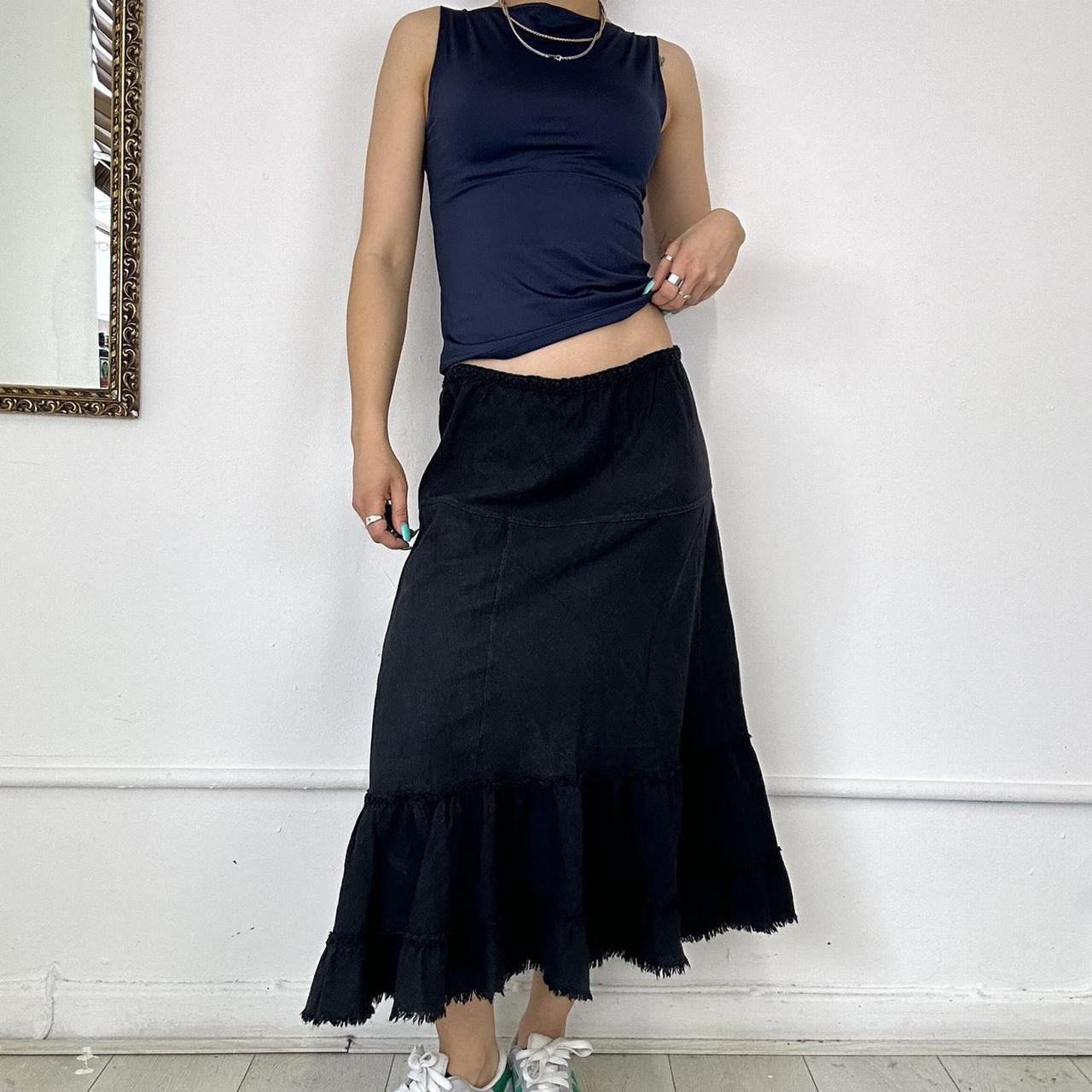 black linen maxi skirt