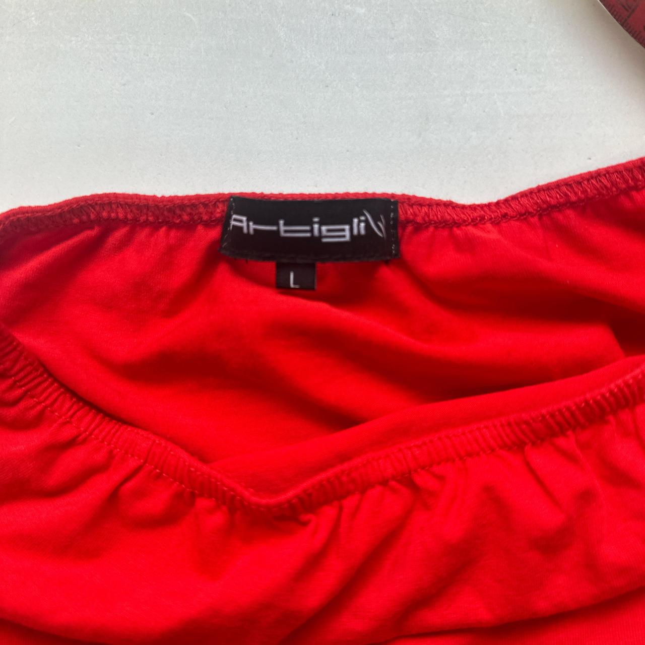 2000’s bright red bandeau top with detailing