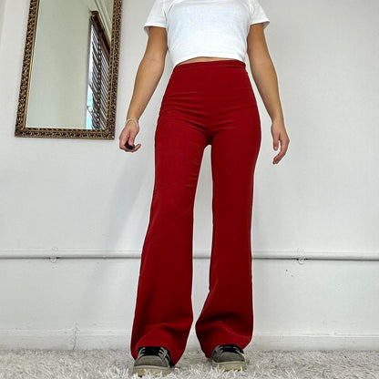 2000's flared red trousers