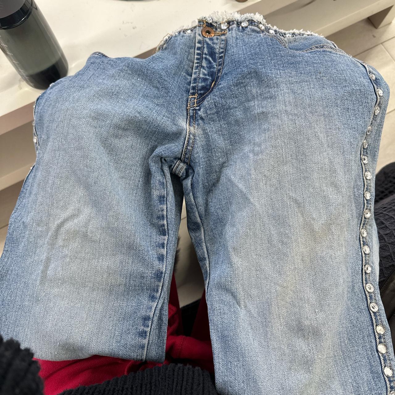 flared 00's jeans with gem detailing