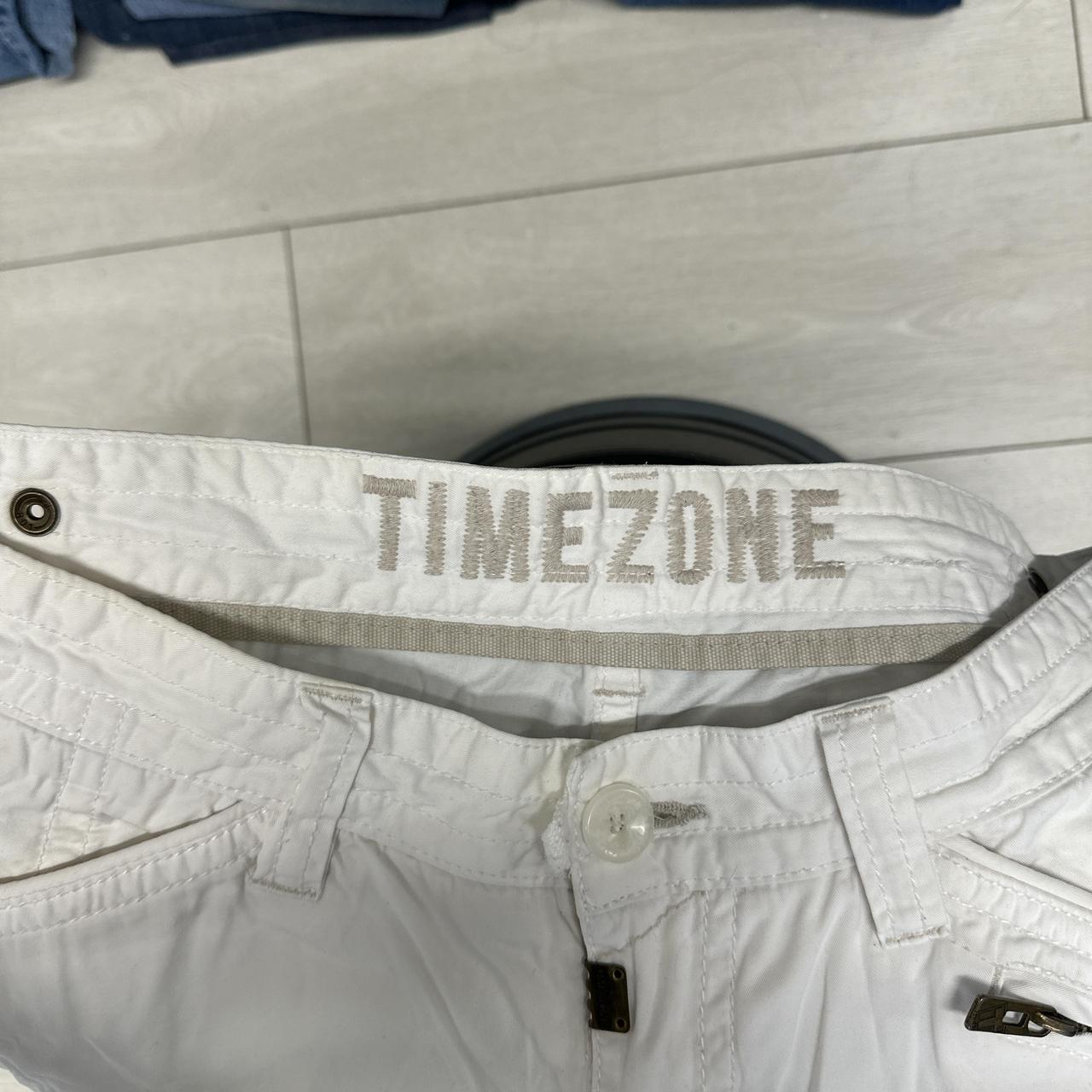 long white cargo shorts by timezone