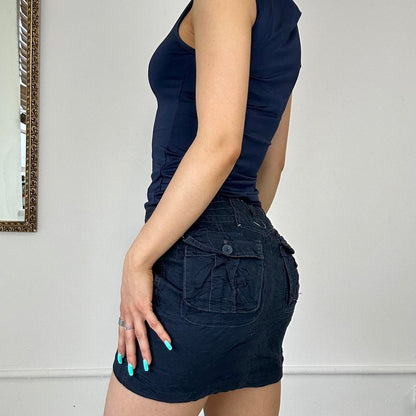 navy cargo mini skirt