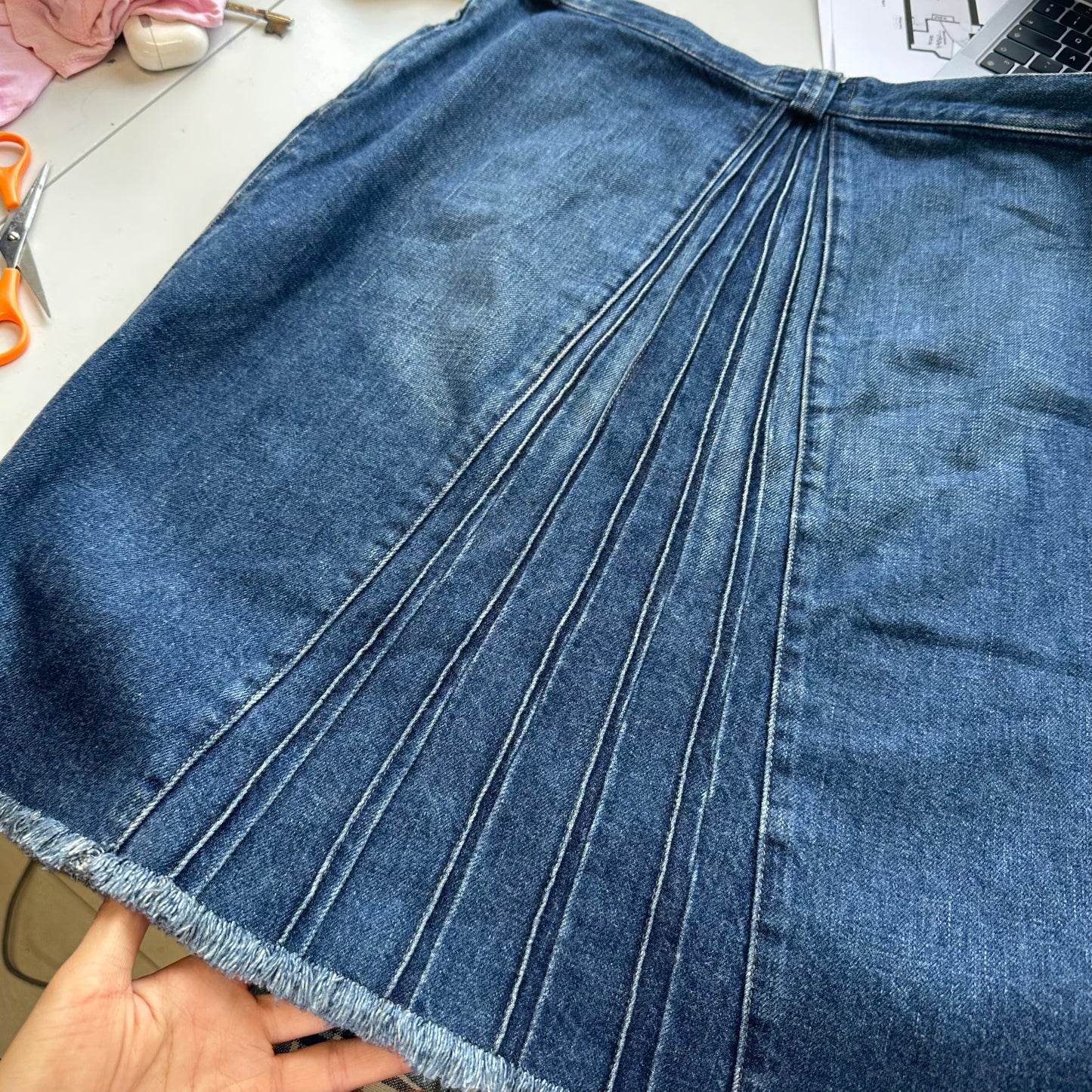 vintage armani jeans denim midi skirt