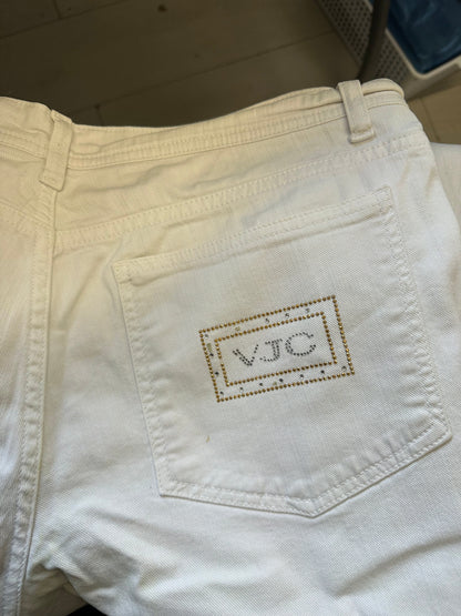 versace white wide leg jeans