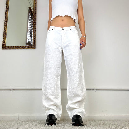 just cavalli white linen trousers