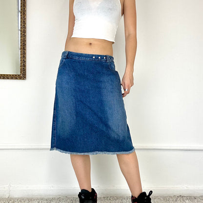 vintage armani jeans denim midi skirt