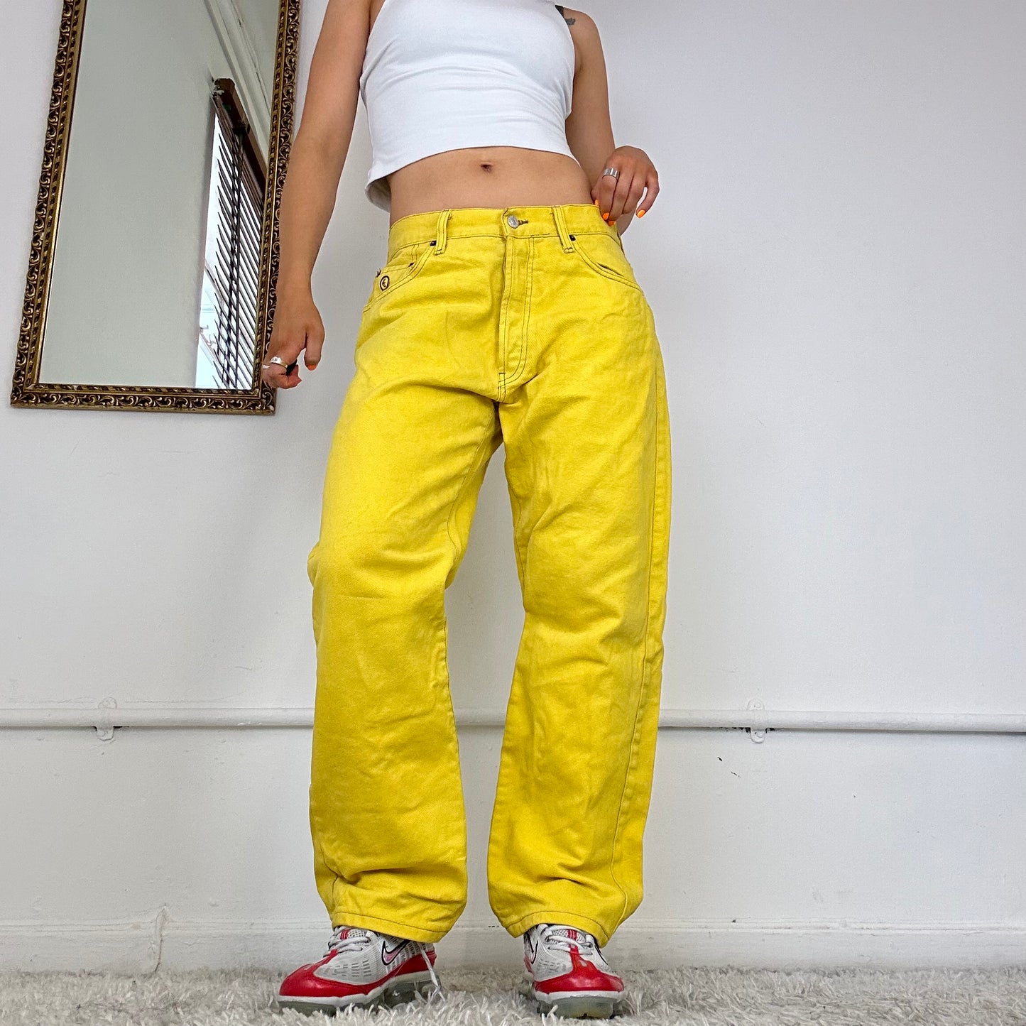 90's yellow baggy jeans by energie