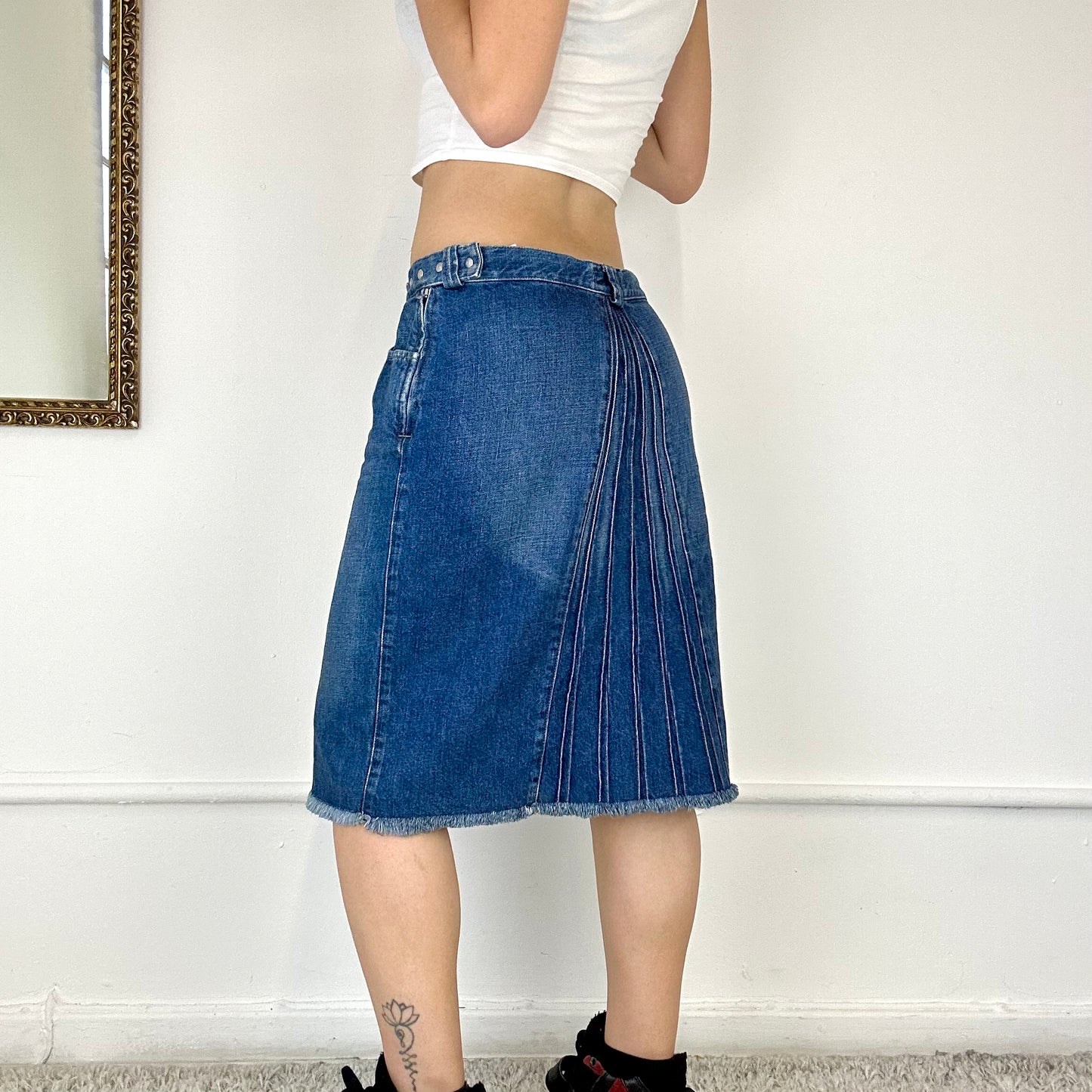 vintage armani jeans denim midi skirt