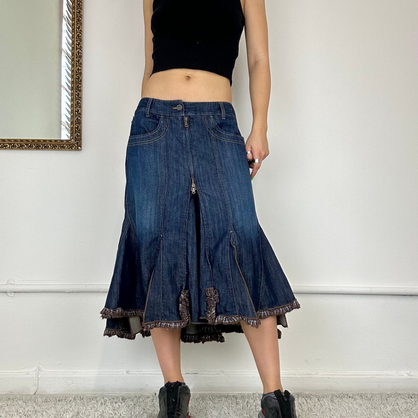 malboro classics denim midi skirt