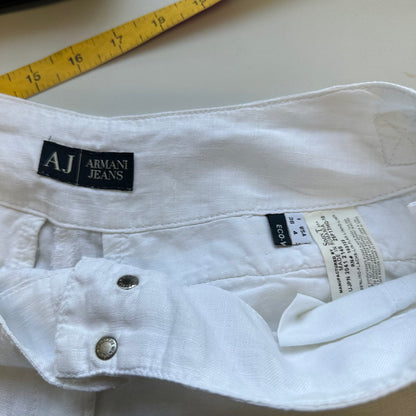 armani jeans white linen cargo trousers