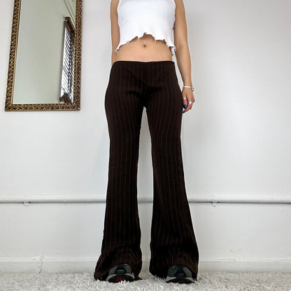 brown pinstripe versace trousers