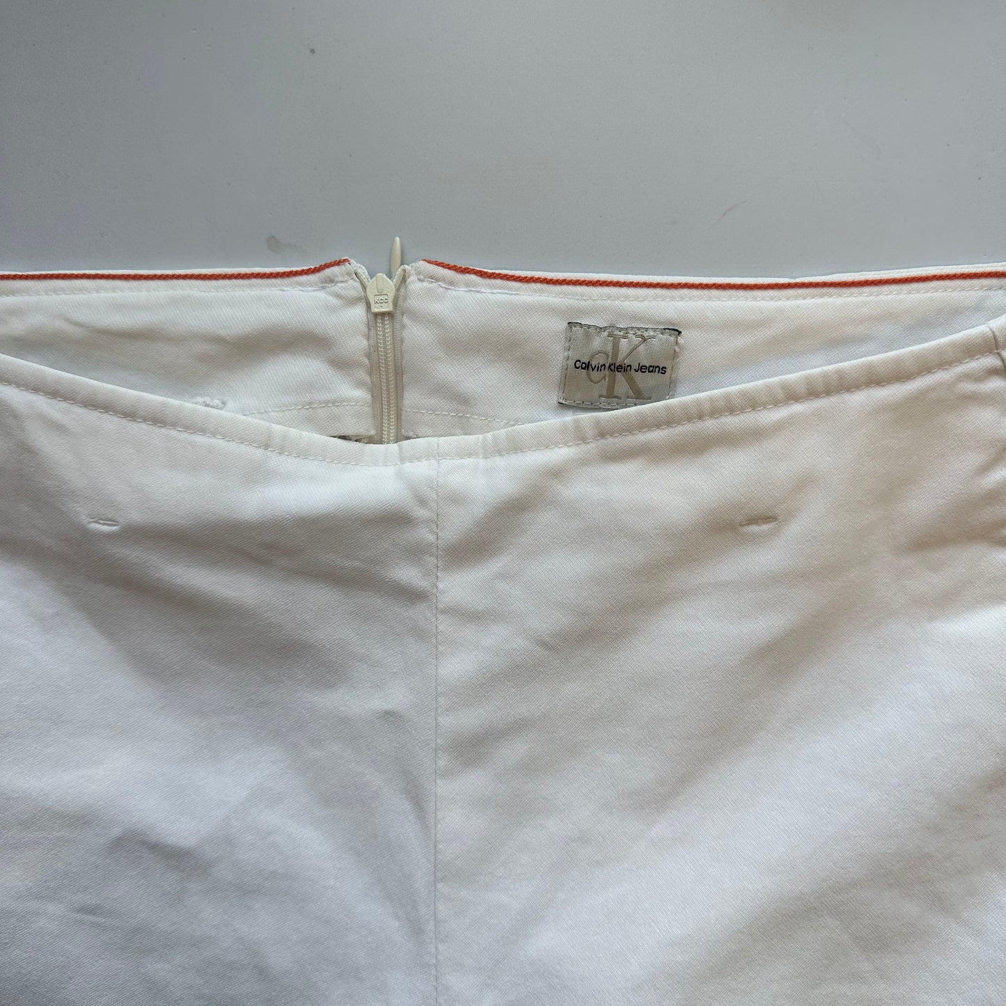 calvin klein wide leg white trousers