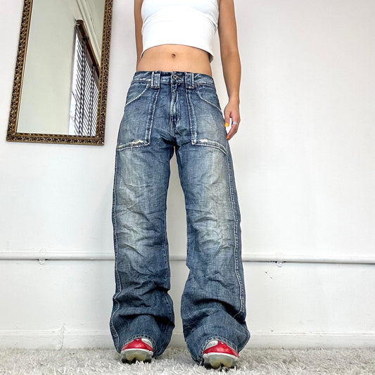 guess wide leg cargo jeans