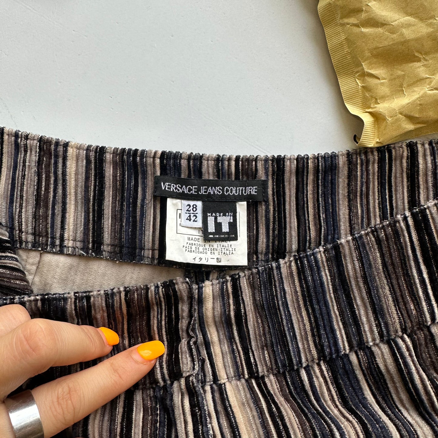 versace pinstripe trousers