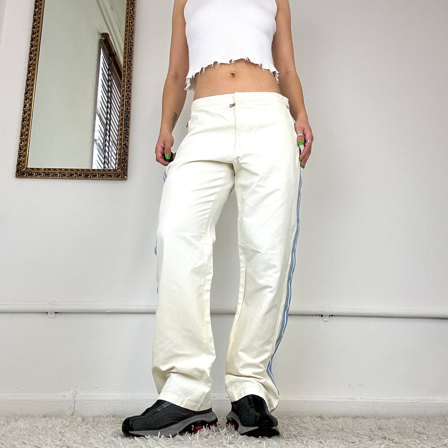 vintage off white prada cargo trousers