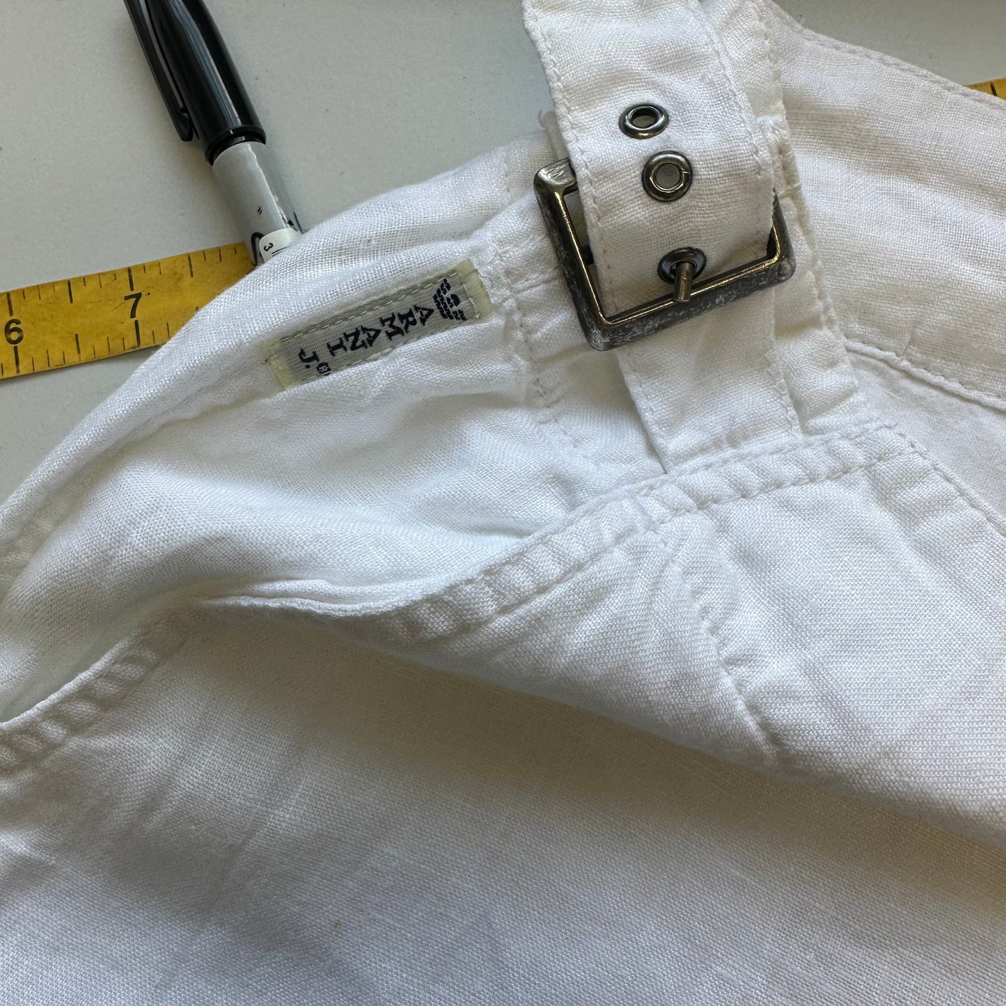 armani jeans white linen cargo trousers