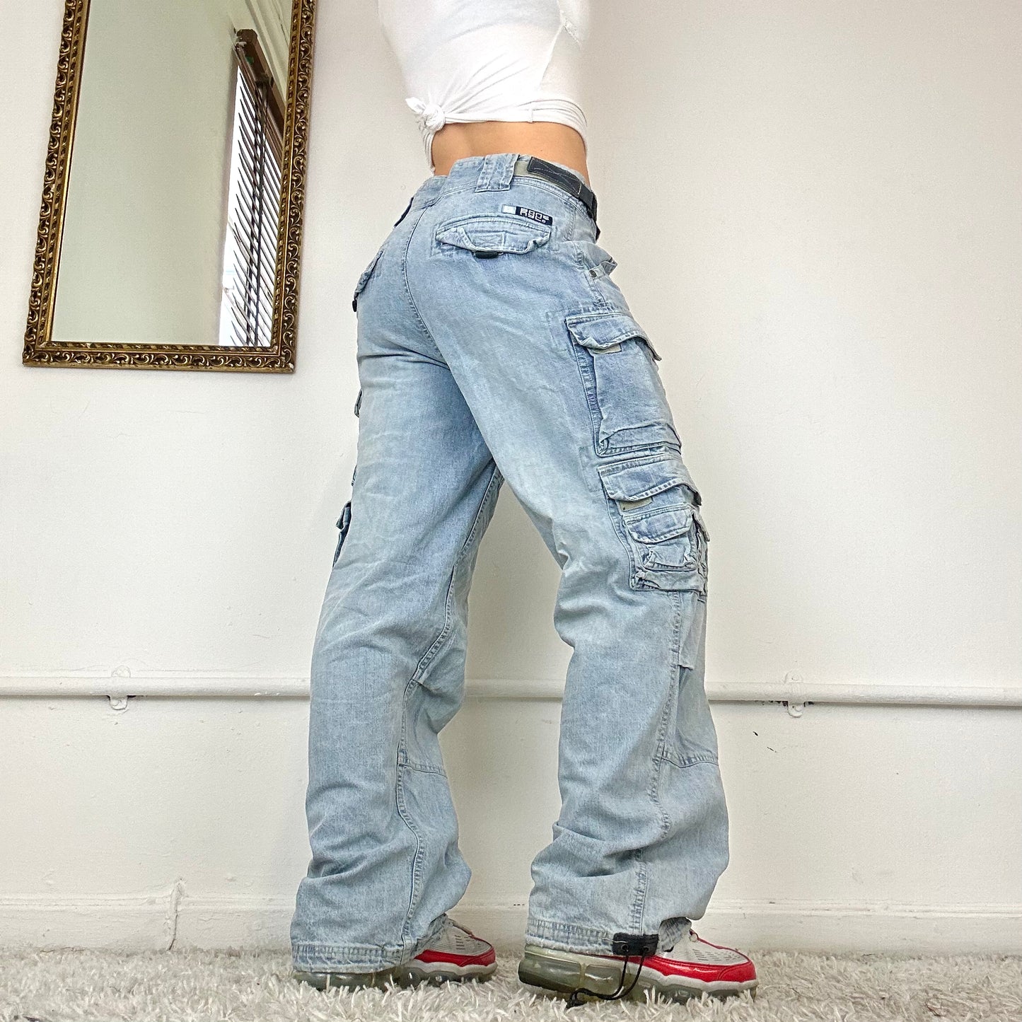 denim cargo jeans